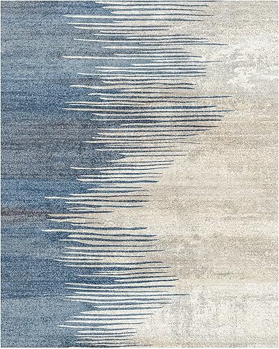 Miniatura 9 de VKLIVING Alfombra abstracta de 8 x 10 pies, lavable, delgada para sala de estar, para alto tráfico, moderna, antideslizante, para dormitorio, suave
