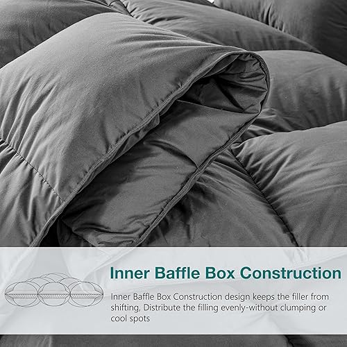 Miniatura 4 de KAKABELL Edredón plisado de fibra de plumón de ganso, tamaño California King, para todas las estaciones, ultra suave y acogedor, relleno de edredón