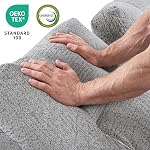 MCombo 105" Boneless Couches for Living Room, Cloud Couch Modular Sectional Sofa Bed Convertible, Sleeper Sofa with Latex-Like Sofa Cushion & Throw Pillow, No Assembly Required, Fabrics 8512 (Grey)