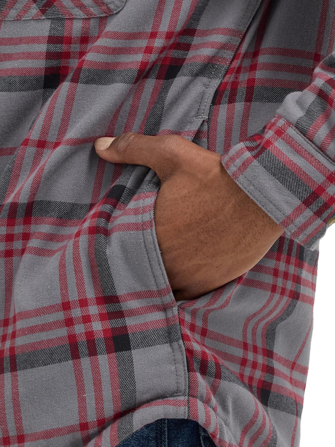 Wrangler Authentics Mens Long Sleeve Sherpa Lined Shirt Jacket - Image 4