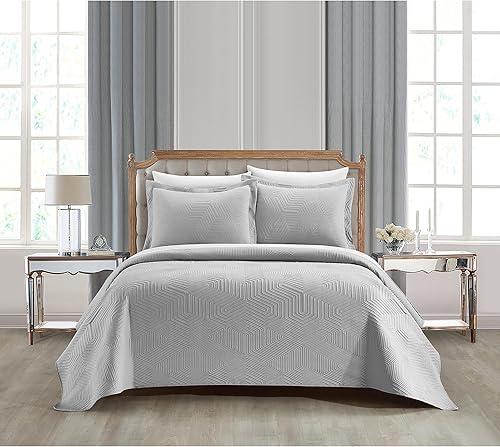 Miniatura 3 de New York & Company Ridge - Juego de edredón de 3 piezas contemporáneo en forma de Y, fundas de almohada incluidas, Queen, gris