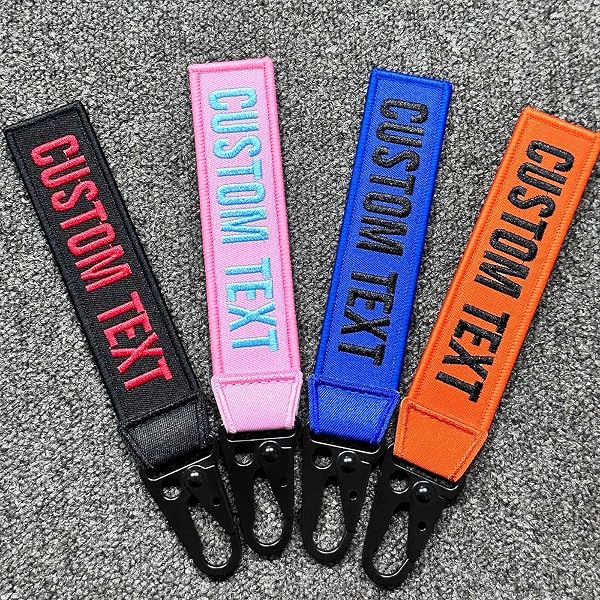 Personalised Key Ring with Name and Number – Anti-Lost ID Tag in Embroidered Fabric – Embroidered Key Ring for Keys, Backpack, Suitcase and Motorcycles – Women's & Men's Keyring - 5