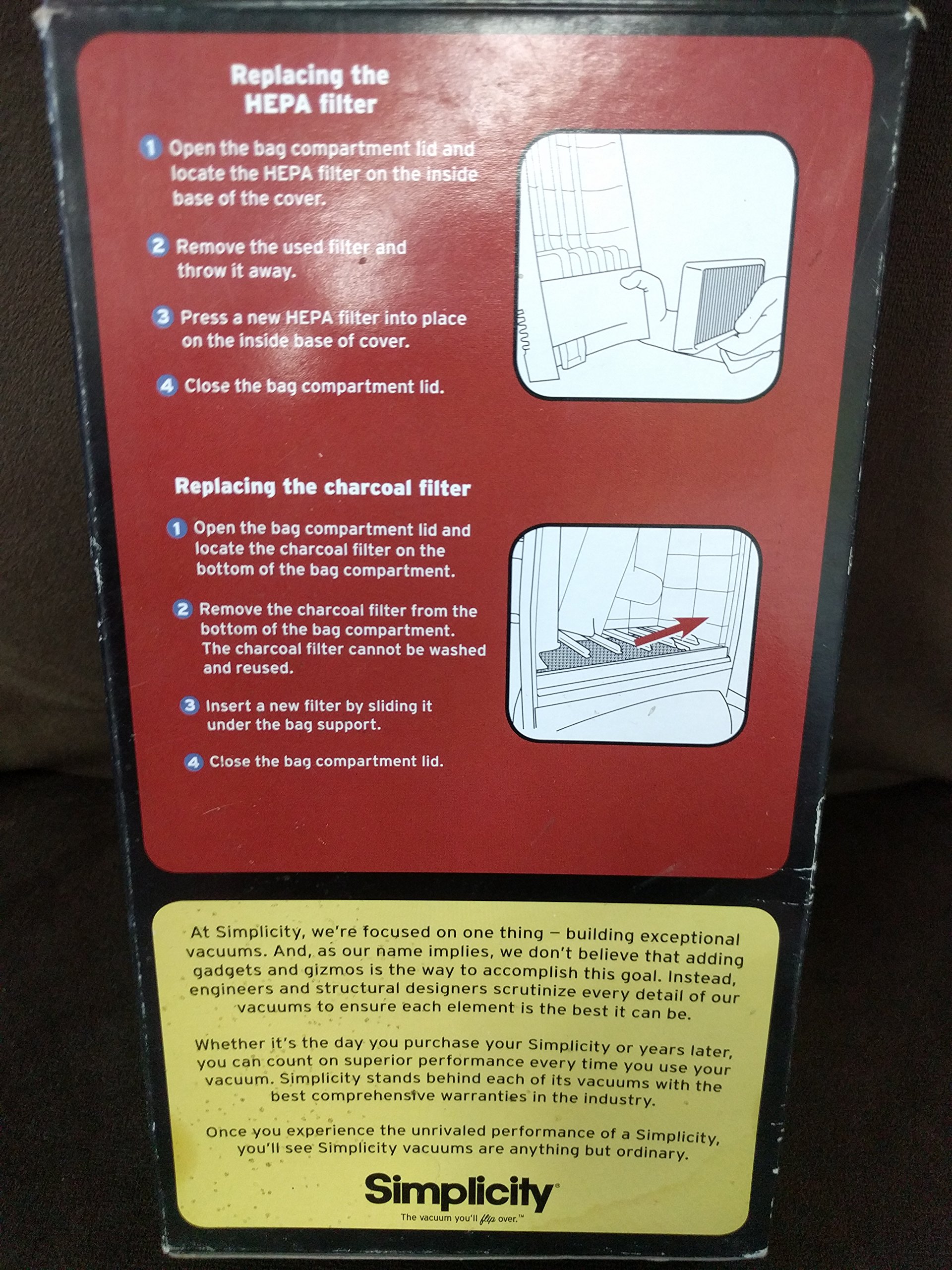 Simplicity Symmetry HEPA and Charcoal Vacuum Filters SSPF