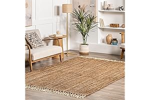 nuLOOM Raleigh Farmhouse Jute Tasseled Area Rug, 6x9, Natural