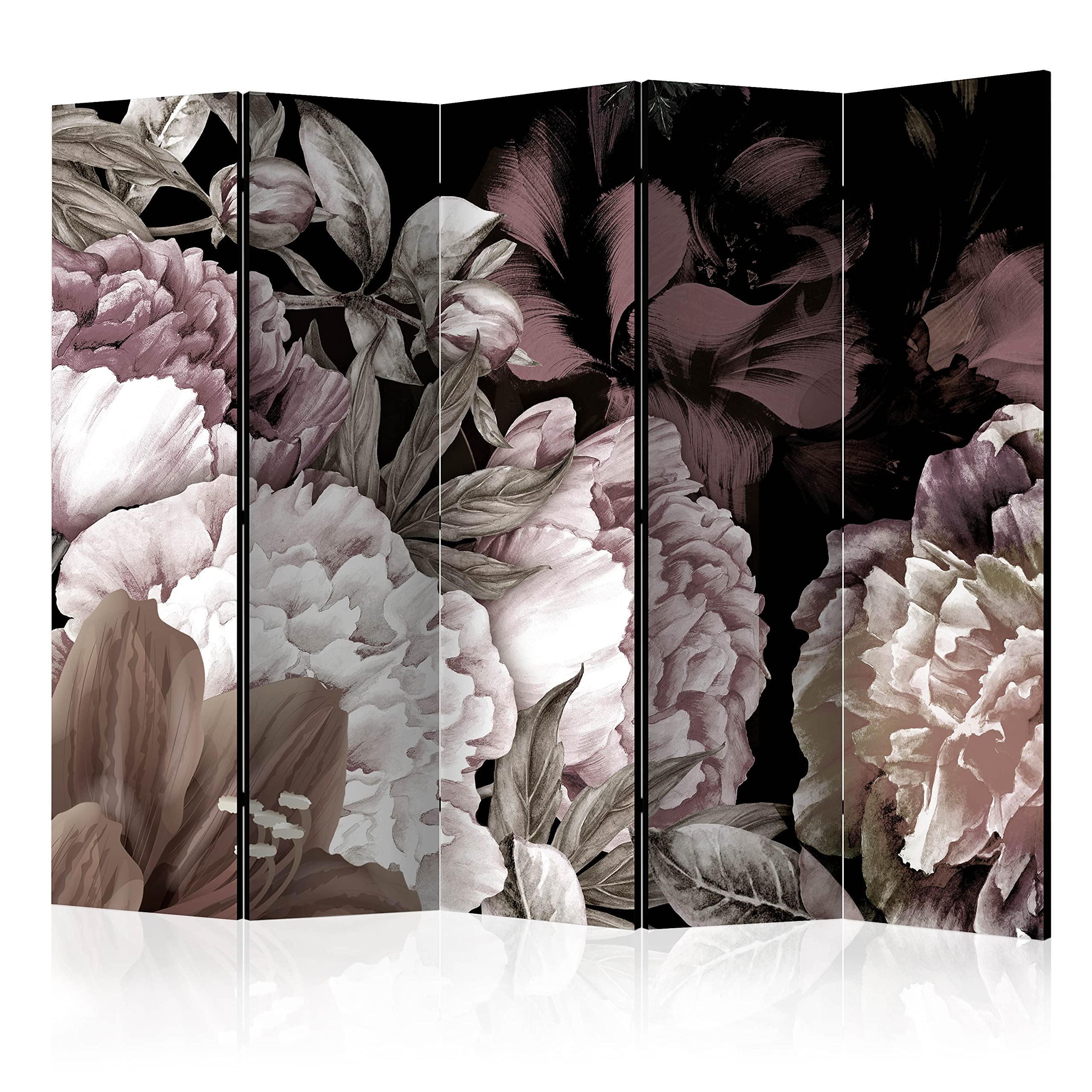 decomonkey Paravent décoratif intérieur Floral Gris Beige 225x172 cm