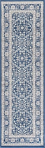 Miniatura 7 de Tayse Alfombra de pasillo azul marino de 2 x 10 pulgadas, alfombra de cocina, alfombra para entrada interior, entrada, pasarela, alfombra