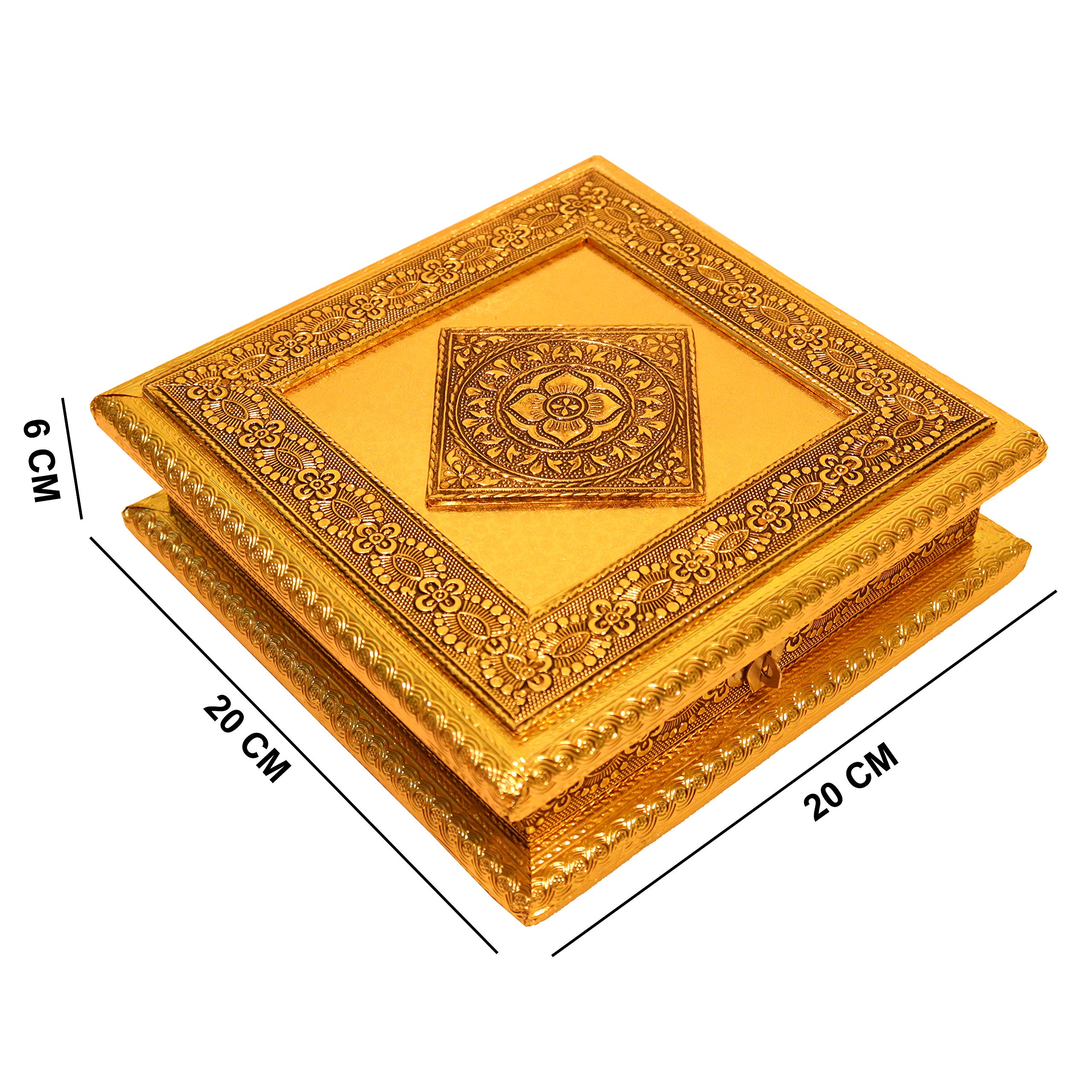 Elegant Wooden Dry Fruit Box - Gold -6 Elegant Wooden Dry Fruit Box - Gold -6