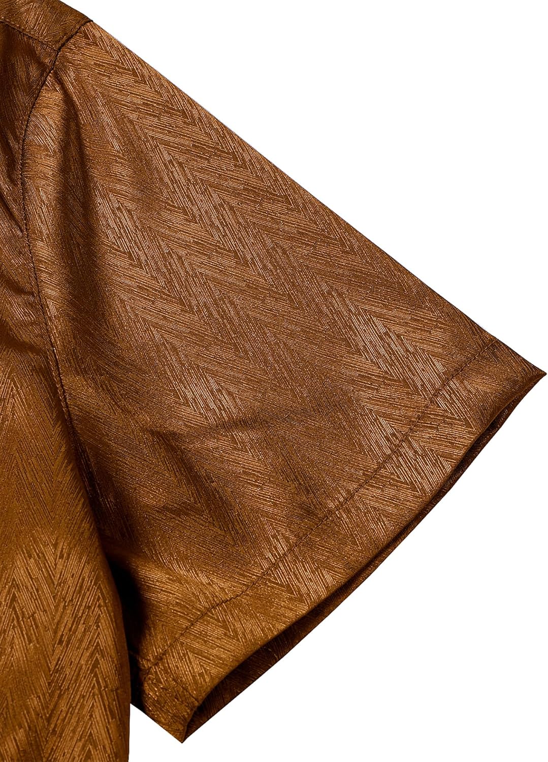 ZEROYAA Men's Luxury Shiny Satin Jacquard Shirt Modern Fit Short Sleeve Button Down Shirts for Summer Party Prom - Image 3