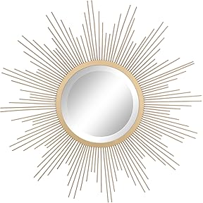 Stonebriar Antique Gold Geometric Sunburst Wall Mirror