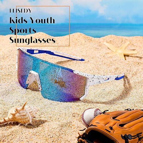Miniatura 3 de FEISEDY Gafas de sol para niños, gafas de sol de béisbol juveniles, UV400, deportes, adolescentes, ciclismo, sombras para niños y niñas de 8 a 16