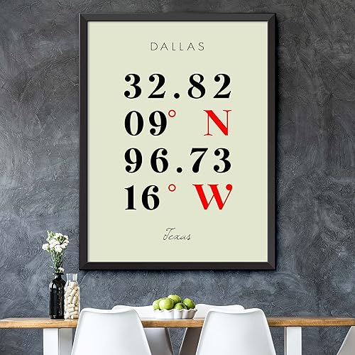 Miniatura 5 de Mapa de Dallas, Texas, Coordenadas Multilíneas de Colores (12x16)