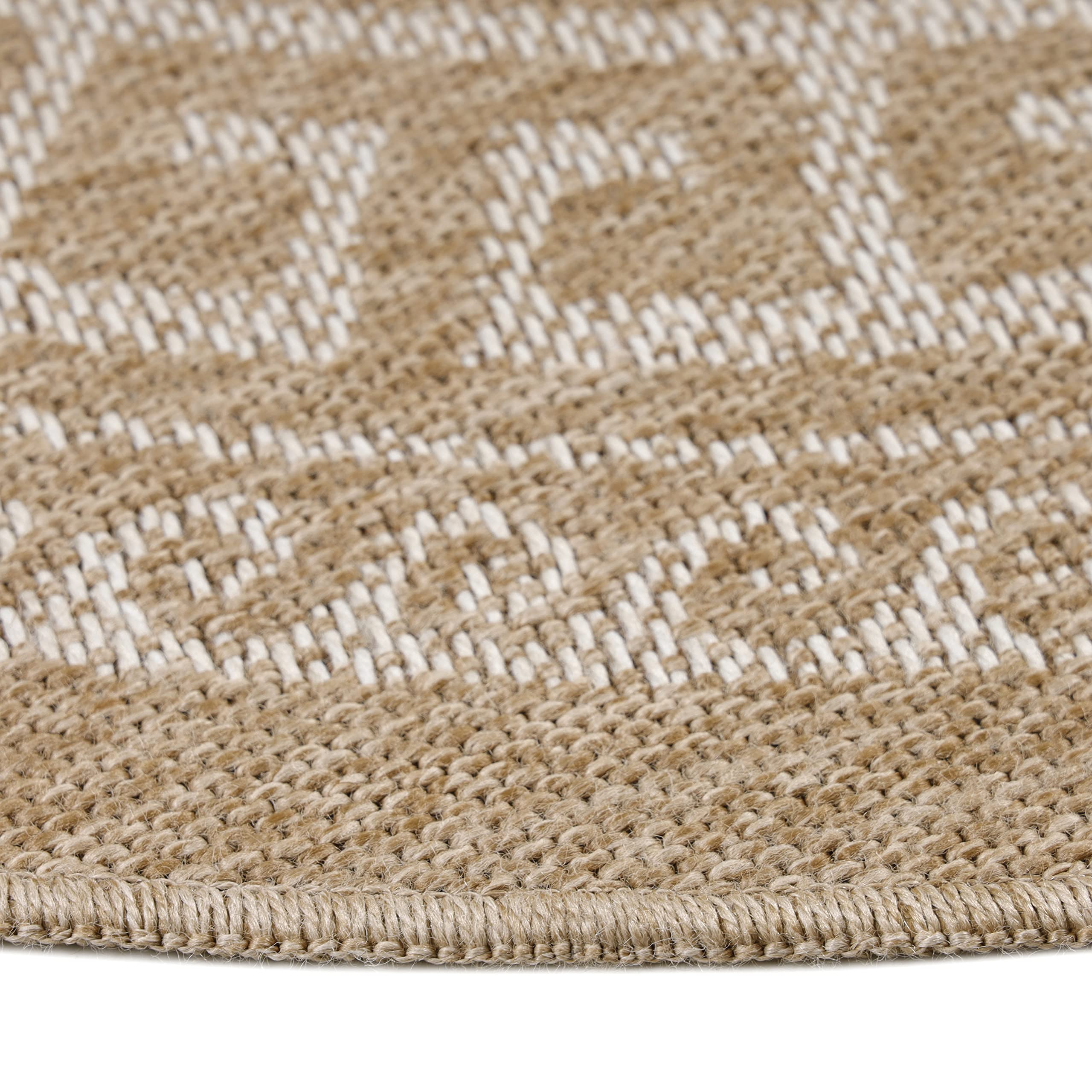 Carpettex Tapis Intérieur & Extérieur Résistant aux Intempéries 200 cm Rond Beige-2 - Tapis de Balcon, Aspect Sisal et Jute Conception d'époque - Tapis Cuisine, Lavable Jardin Camping Patio