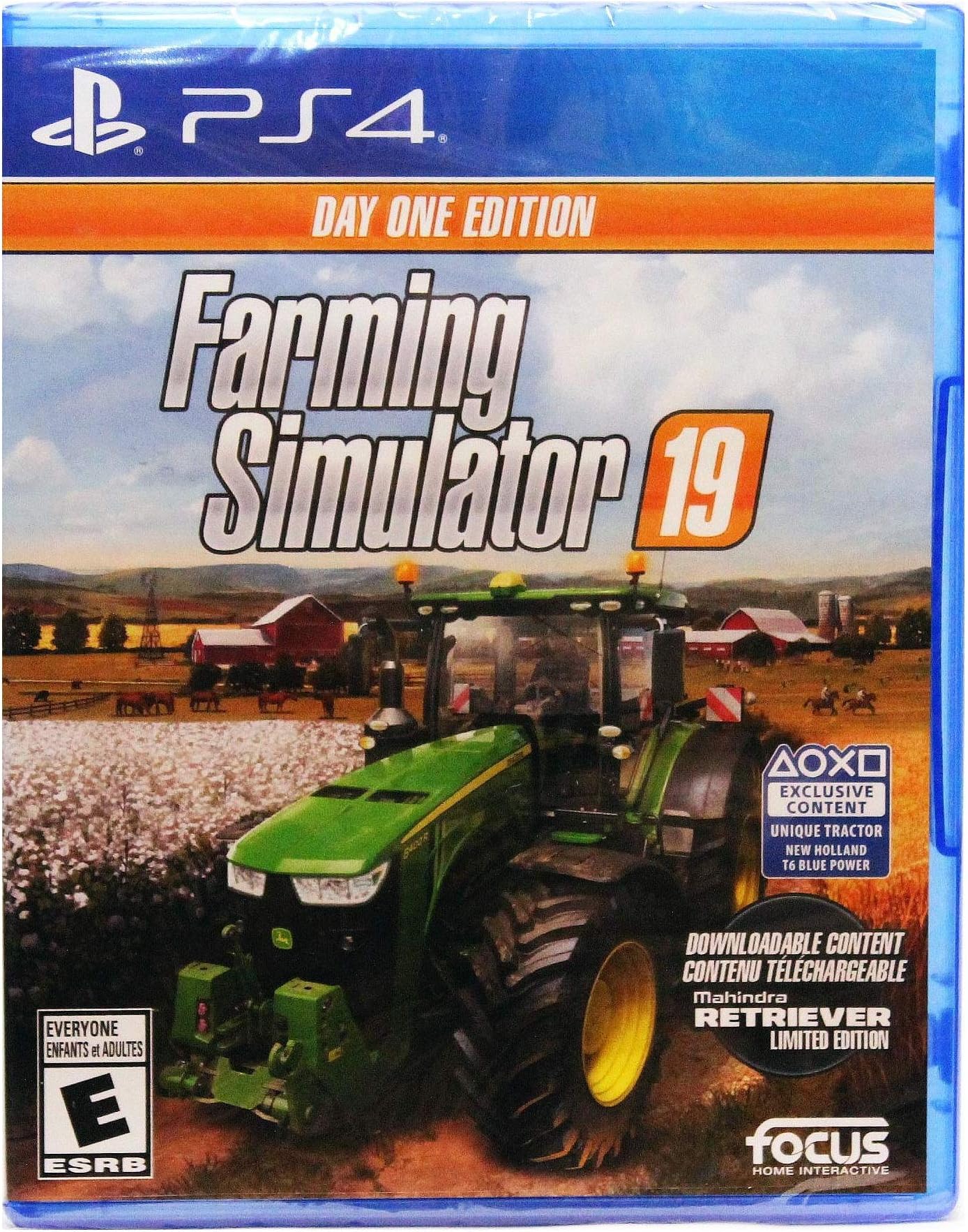 Farming Simulator 19 - Day One Edition [US Version] - Mahindra Retriever DLC & Playstation Exclusive New Holland T6 Blue Power
