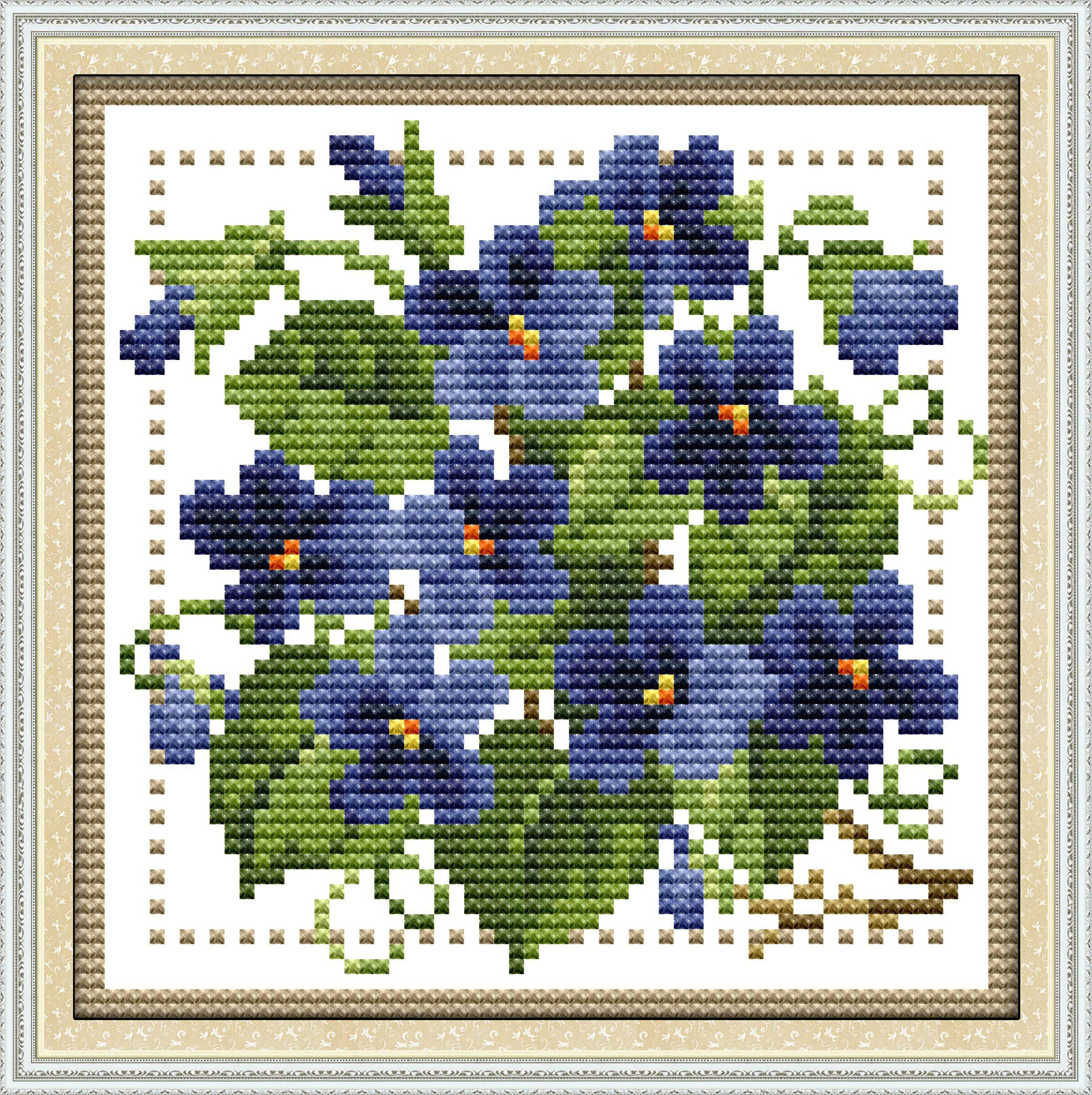 Own4b February Cross Stitch Kits Stamped, Twelve Months Flower - Pre Printed Pattern 11Ct 11.8X11.8 Inch Diy Embroidery Kit (February)