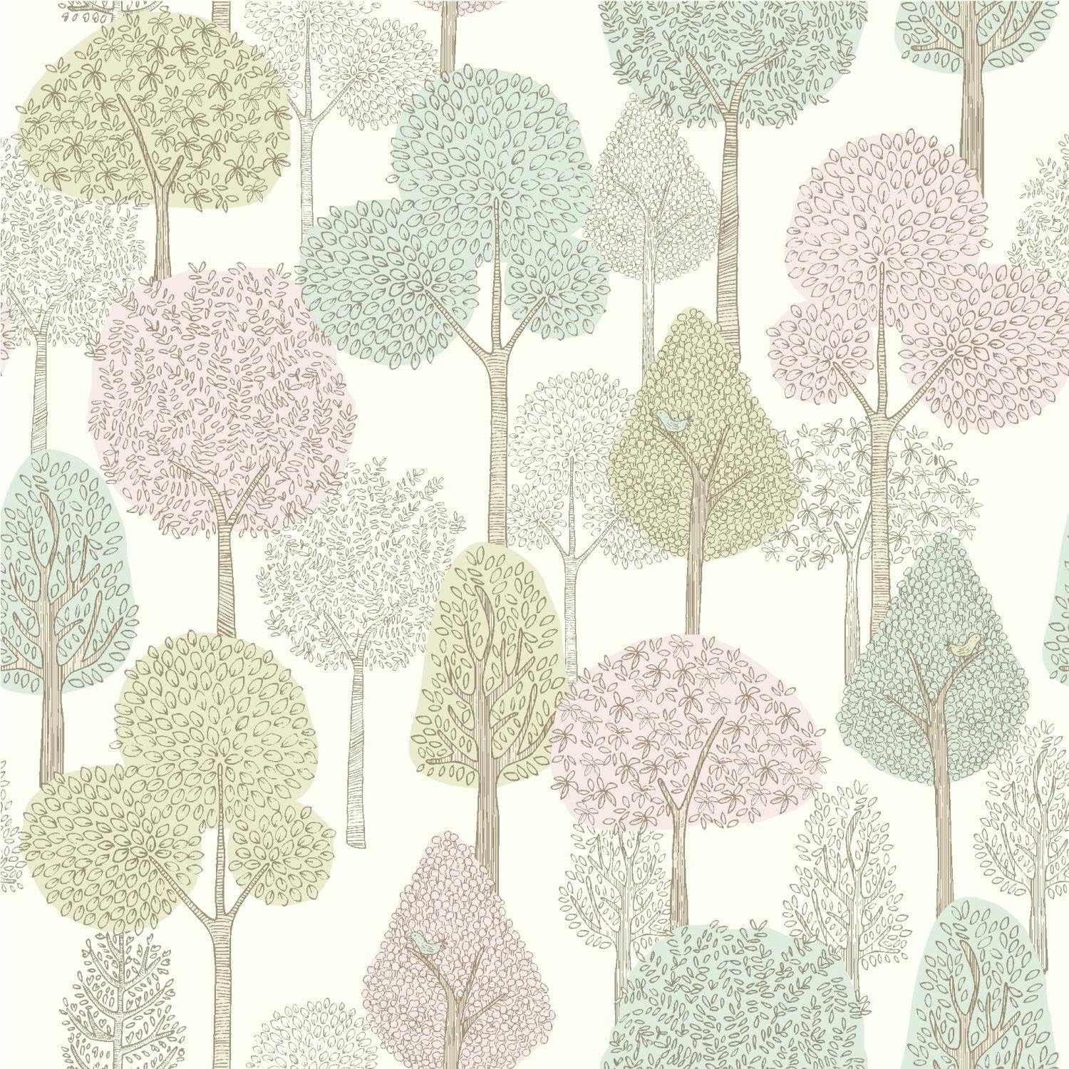 York Wallcoverings DwellStudio Baby and Kids Treetops, Pinks/Greens
