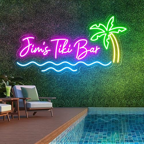 Miniatura 15 de Letreros de neón personalizados para bar Tiki impermeables para decoración de pared, letrero de luces Tiki personalizado para patio exterior,