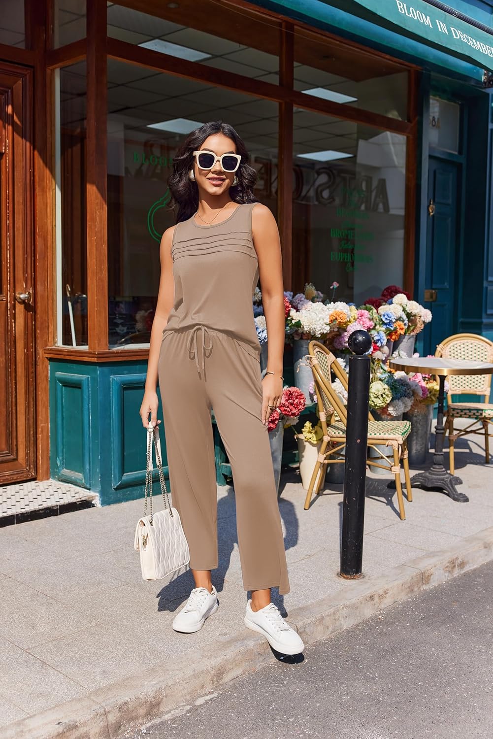 Ekouaer Two Piece Sets for Women Summer Vacation Fashion Outfits Sleeveless Top Wide Leg Pants 2026 Lounge Sets S-2Xl - Image 3