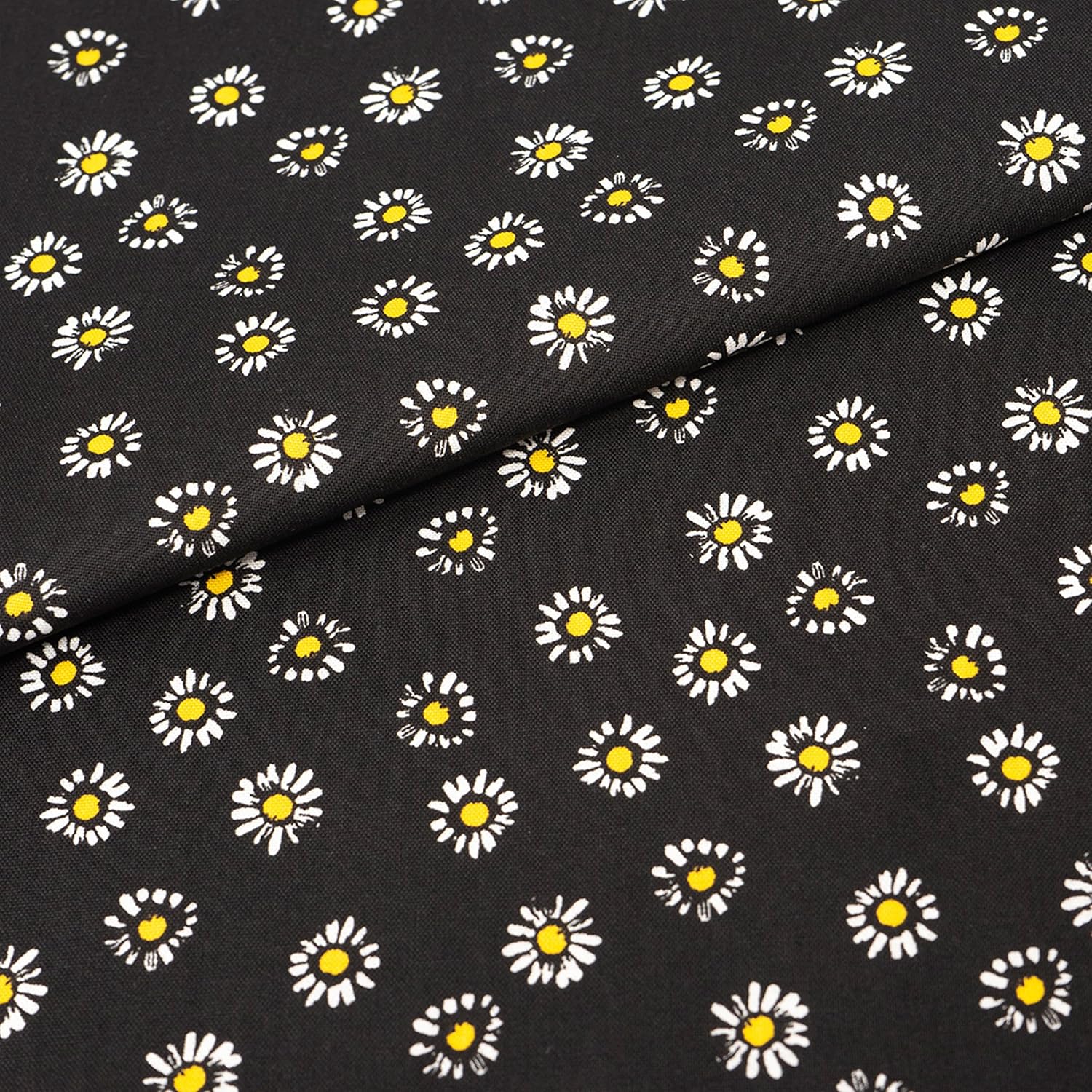 Singer, 100% Cotton, Daisys On Black