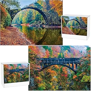 2 Pack Puzzles for Adults 1000 Pieces Fall Bridge Puzzles, Nature Jigsaw Puzzles for Adults 1000 Pieces and Up, Landscape Puzzle, Puzzle Gifts for Family