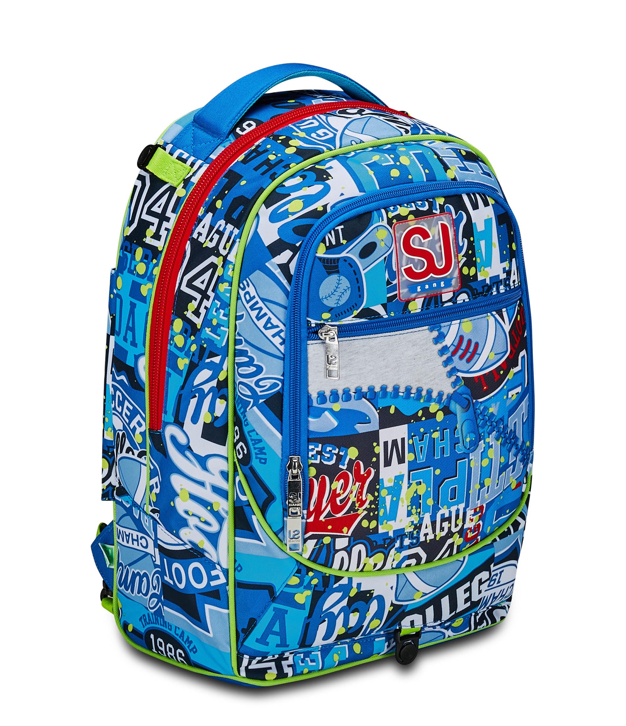SJ Gang Trolley Scuola Jack 3 Ruote, Blu, RealBasket, 3 in 1, Triplo Uso, Zaino Con Carrello Sganciabile, Tasca Porta Borraccia e Crossover System, Scuola Elementare, Bambino