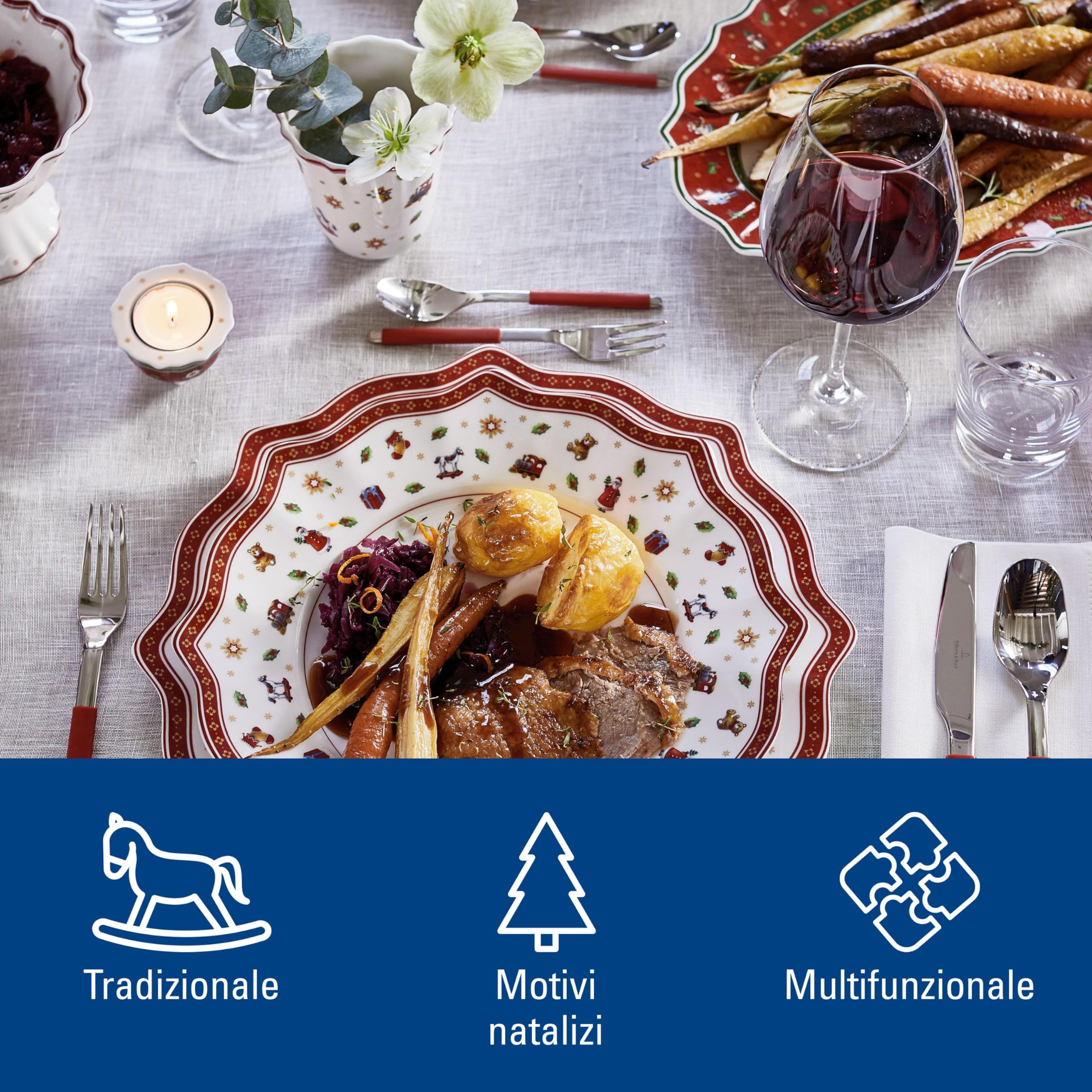 Villeroy & Boch Toy's Delight Piatto Segnaposto Ceramica Rosso Bianco Mikrowellengeeignet Weihnachten