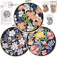 Vista 21 de Santune - Kit de bordado de abeja para principiantes, kits de bordado a mano con patrones de animales e instrucciones