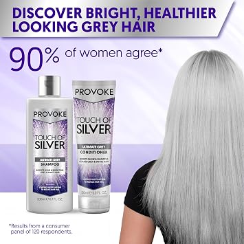 Provoke Touch of Silver Shampoo 200ml | For silver, white and grey hair | Infused with Caffeine, Niacinamide and Provitamin B5