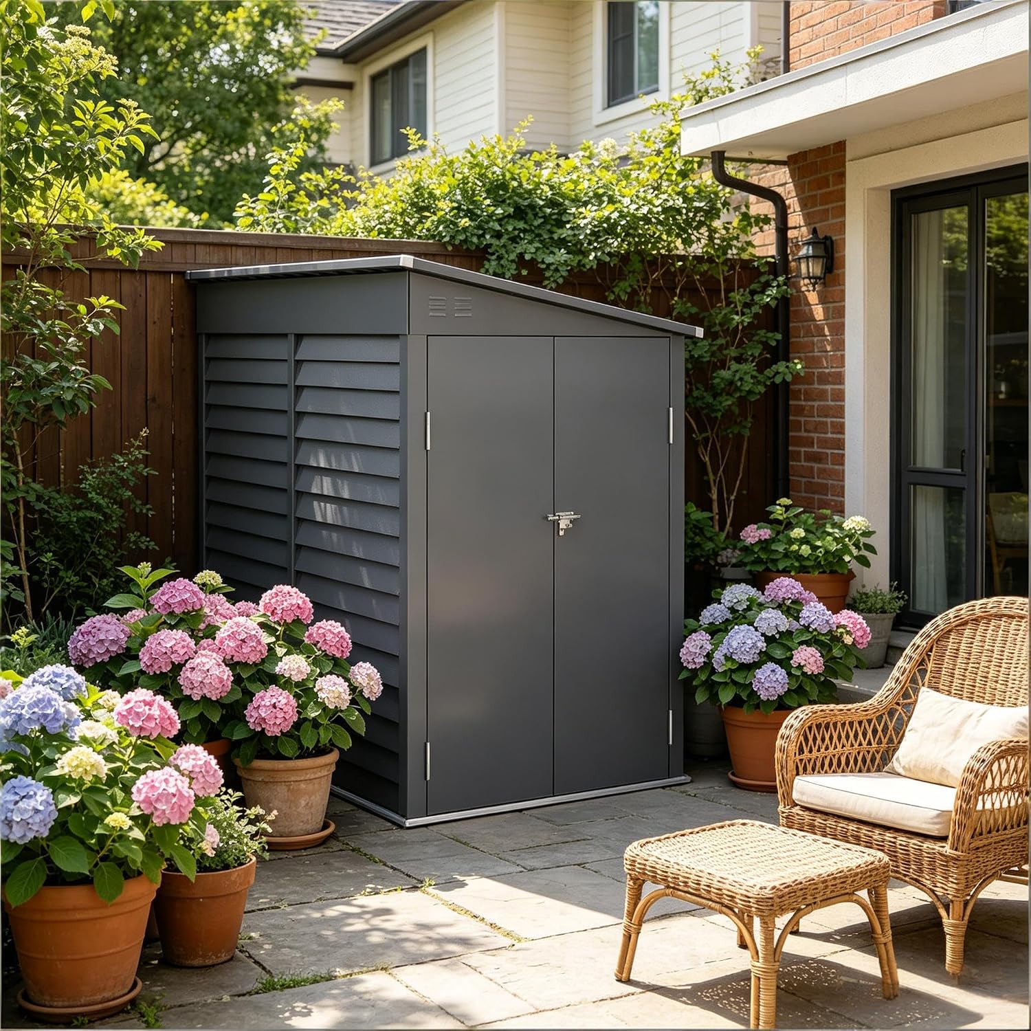 Metal Lean-to Garden Shed with Lockable Door, Outdoor Storage for Tools and Pool Supplies, Made of Galvanized Steel for Weather Resistance and Easy Assembly
