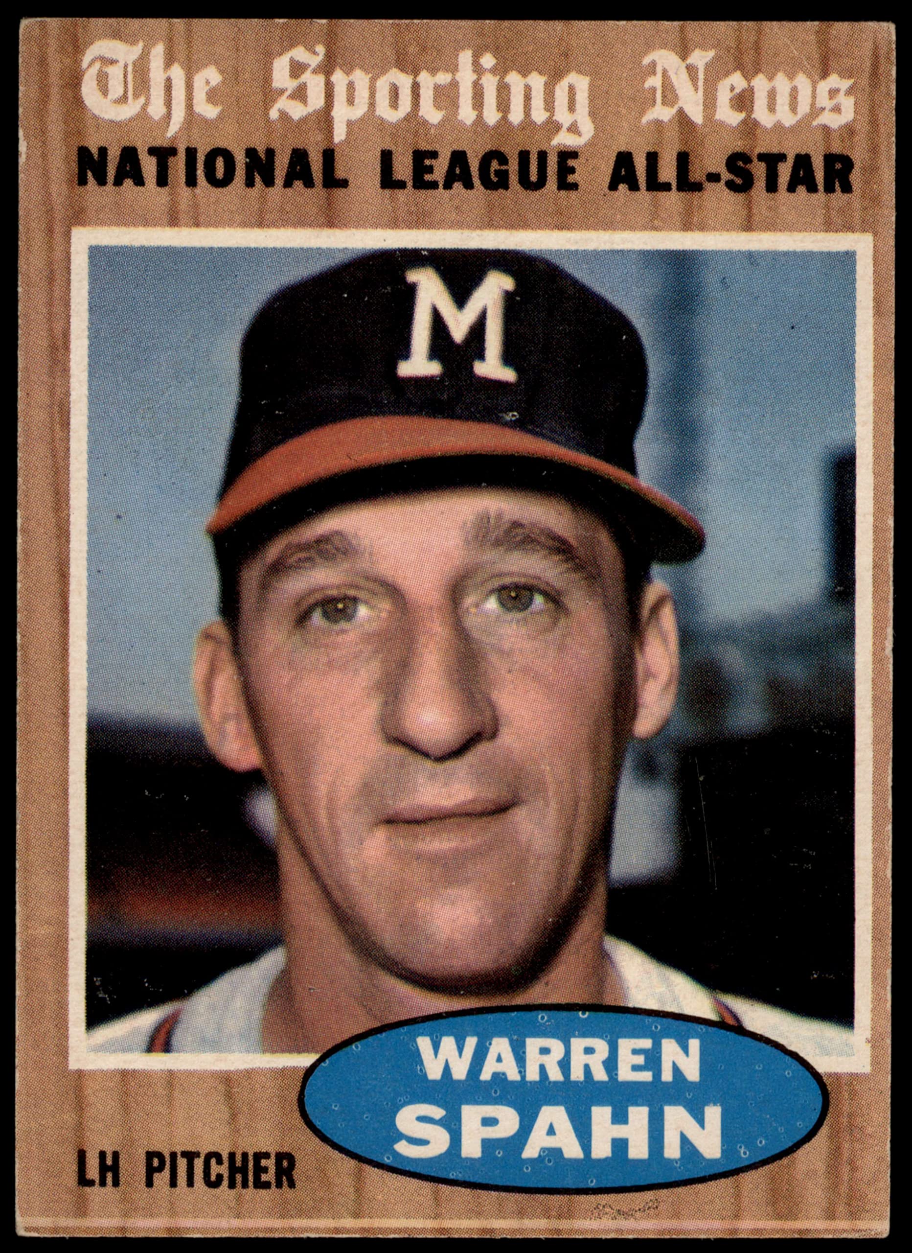 1962 Topps # 399 All-Star Warren Spahn Milwaukee Braves (Baseball Card) VG/EX Braves