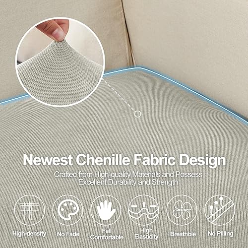 Miniatura 4 de Fundas de cojín para sofá individuales, de felpilla súper elástica (versión más resistente), fundas de cojín para sofá (3 piezas, color gris claro)