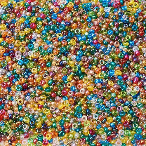 Miniatura 7 de Craftdady 12/0 cuentas de semillas de vidrio transparente alrededor de 3300 piezas de 0.079 in de brillo pequeño redondo pony cuentas espaciadoras