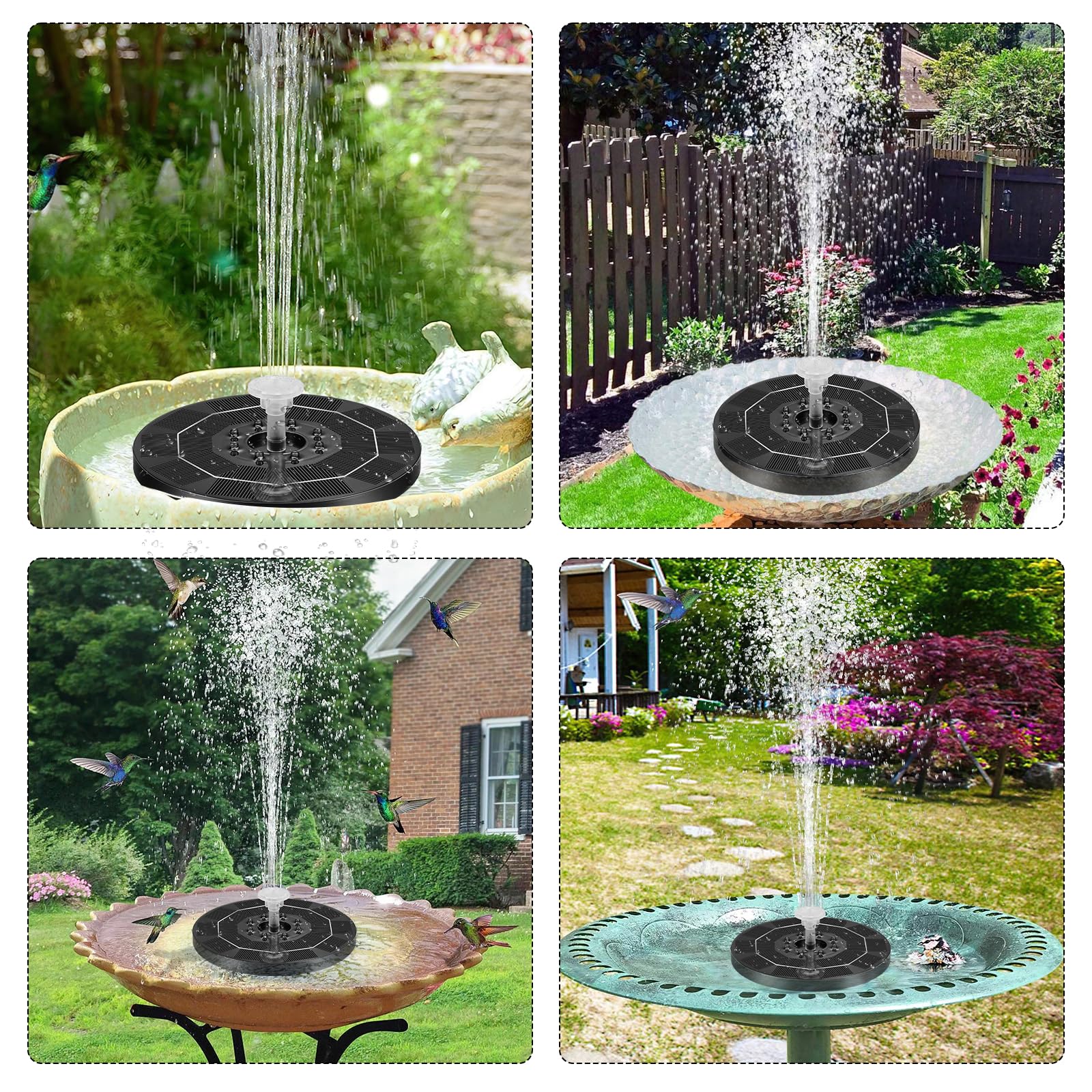 Kasanni Fontana Solare 3w Fontana Da Giardino Esterno Solare Con Led Luce, 6 Ugelli Fontana Solare Per Laghetto Adatto Per Giardini, Vasche Per Uccelli, Stagni