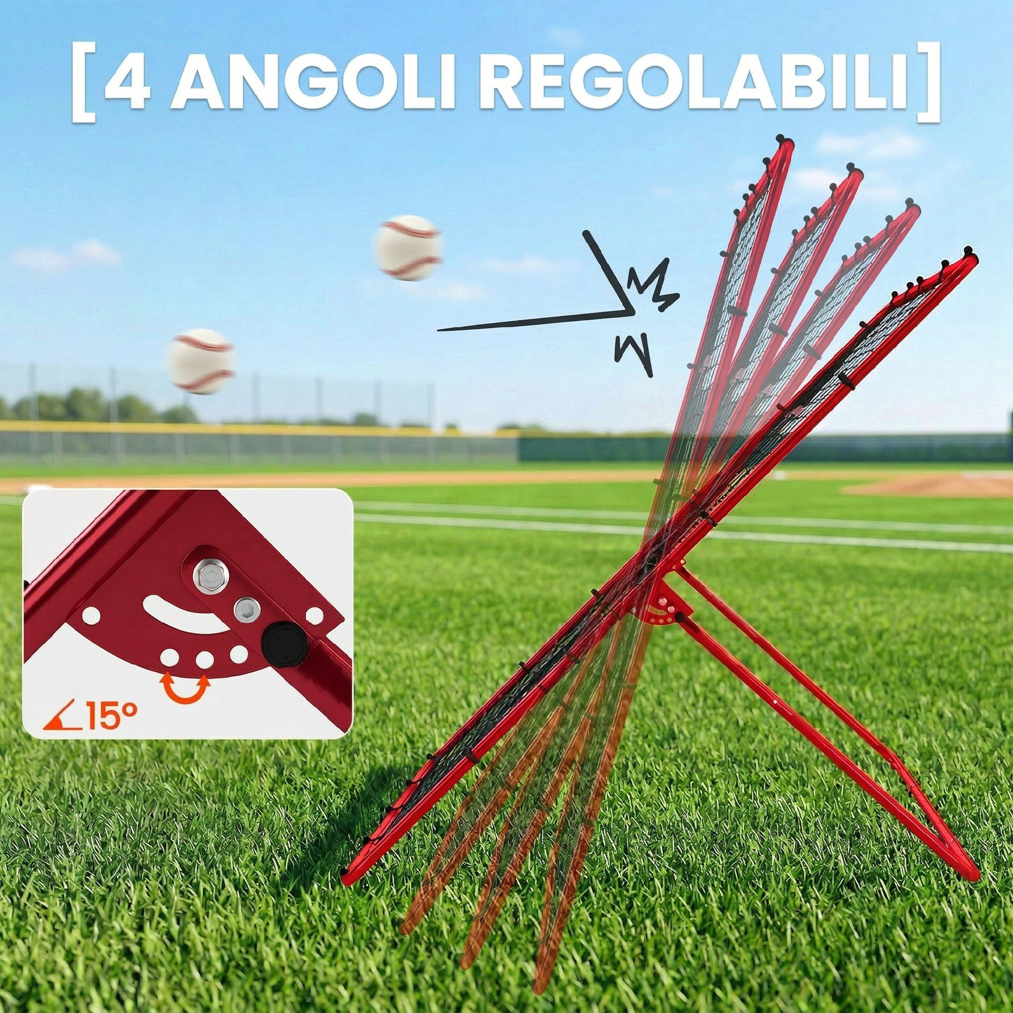 SPORTNOW Baseball-Rückprallnetz mit 4 verstellbaren Winkeln | Tragbarer Rebounder für Fußball, Baseball, Softball, Lacrosse – Wurf-, Pass-, Fangtraining