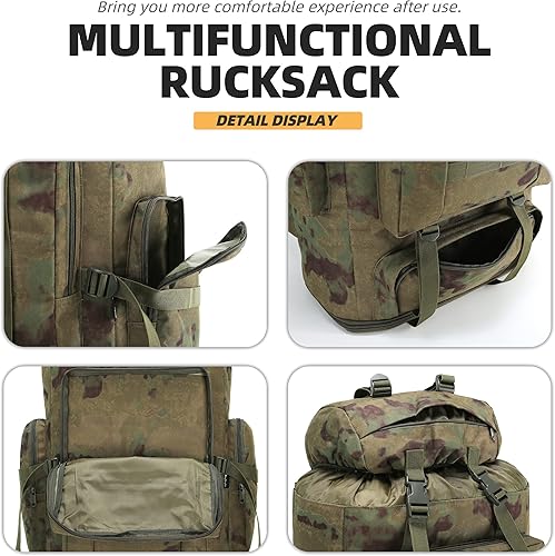 Miniatura 3 de Mochila impermeable que acampa que camina 70L100L Molle mochila grande Daypack para viajar, Verde Ruin, Mochilas Daypack