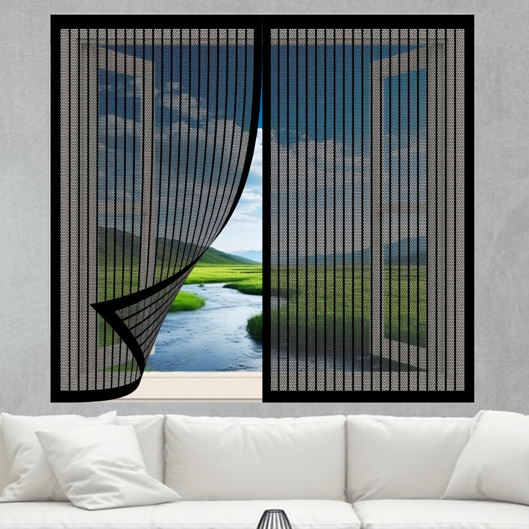 Doguo Black Magnetic Fly Screen Window 140 X 145 Cm With Selfadhesive Magnetic Window Fly Screens For Windows Easy Installation For Living Room Bedroom Offfice,