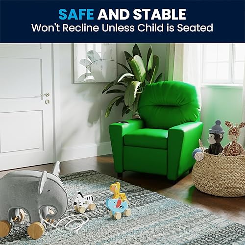 Miniatura 109 de Flash Furniture Chandler LeatherSoft - Silla reclinable para niños con portavasos y reclinable de seguridad, silla reclinable contemporánea para