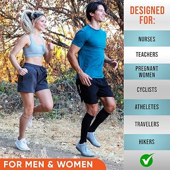 Compression Socks for Women and Men (3-Pairs) Best Support for Running, Flying, Pregnancy - Knee High Graduated Compression Stockings 15-20mmHg