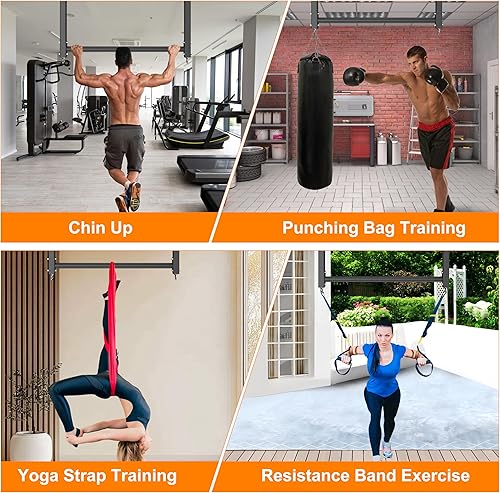 Miniatura 7 de Ceiling Mounted Pull Up Bar, Heavy Duty 700 LBS Multi Grip Pull Up Bars, 16"24" Rafter Chin Up Bar, Ceiling Joist for GarageGymBasement with