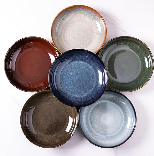 Miniatura 9 de LERATIO Cuencos para pasta de 9.0 pulgadas, cuencos de cerámica para pasta de 38 onzas, juego de 4 cuencos para pasta con esmalte reactivo,