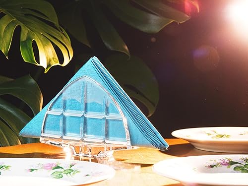 Miniatura 6 de Servilletero - Cristal - De pie - Dispensador de servilletas - Vidrio transparente - Corte a mano - 4.25" de altura - Hecho en Europa - por Barski