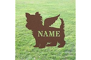 Personalized Yorkshire Terrier Dog Angel Wings Garden Statue Stake