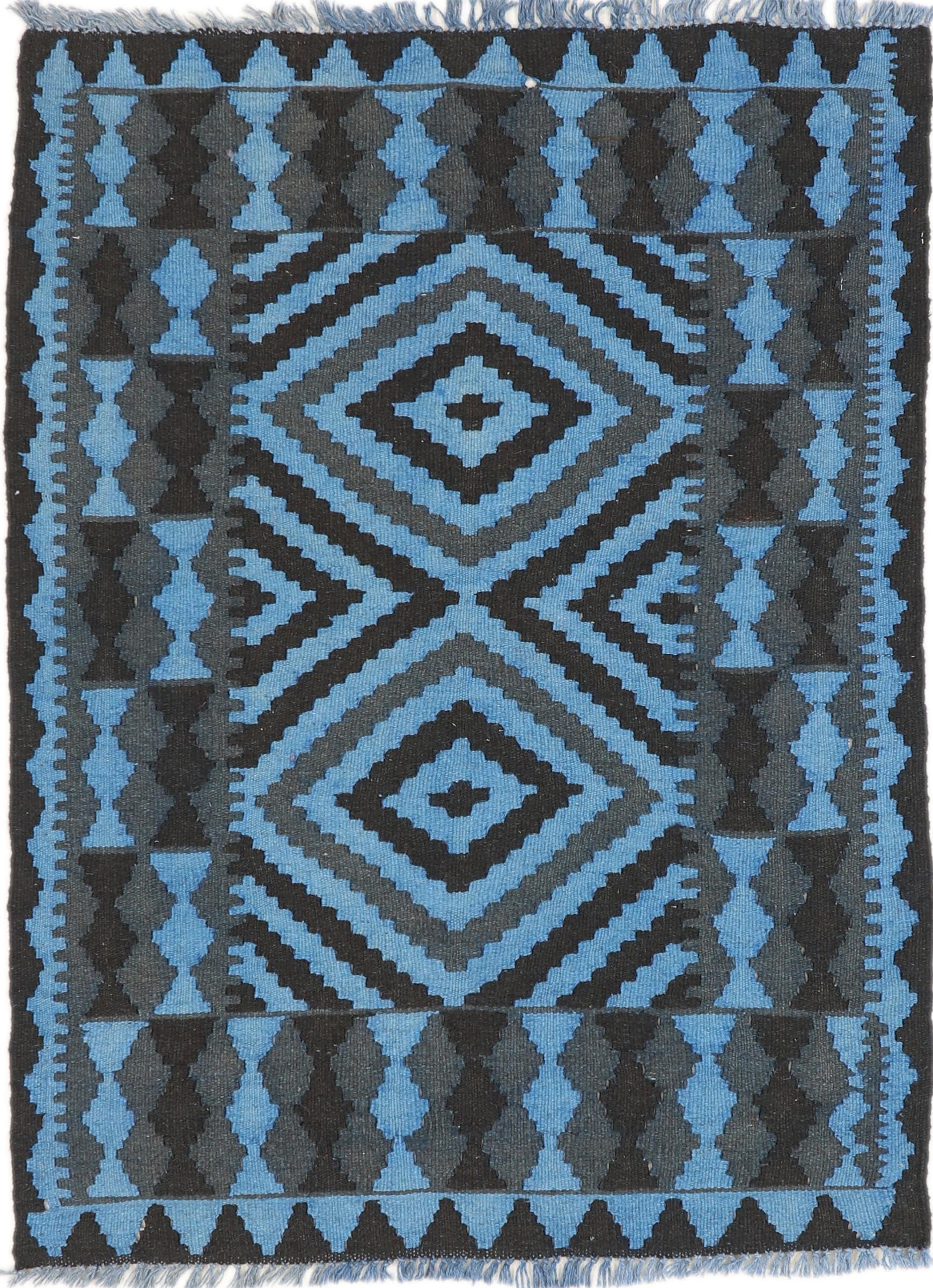 Tapis d'Orient Kilim Afghan tissé à la main en laine authentique 86x114 cm