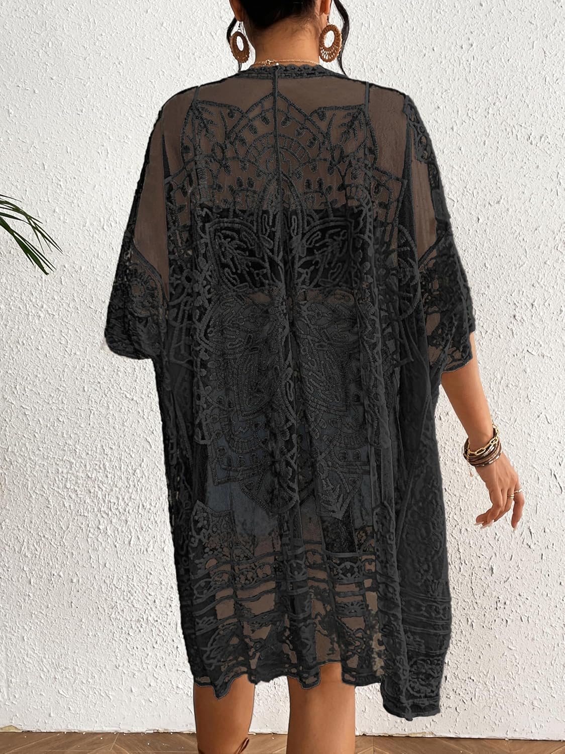Bsubseach Lace Kimonos for Women 2025 Swim Cover Up Summer Beach Coverup Open Front Sheer Kimono Cardigan - Image 5