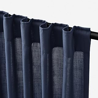 Navy Linen Curtains 84 inch Length 2 Panels Set Modern Farmhouse Living ...