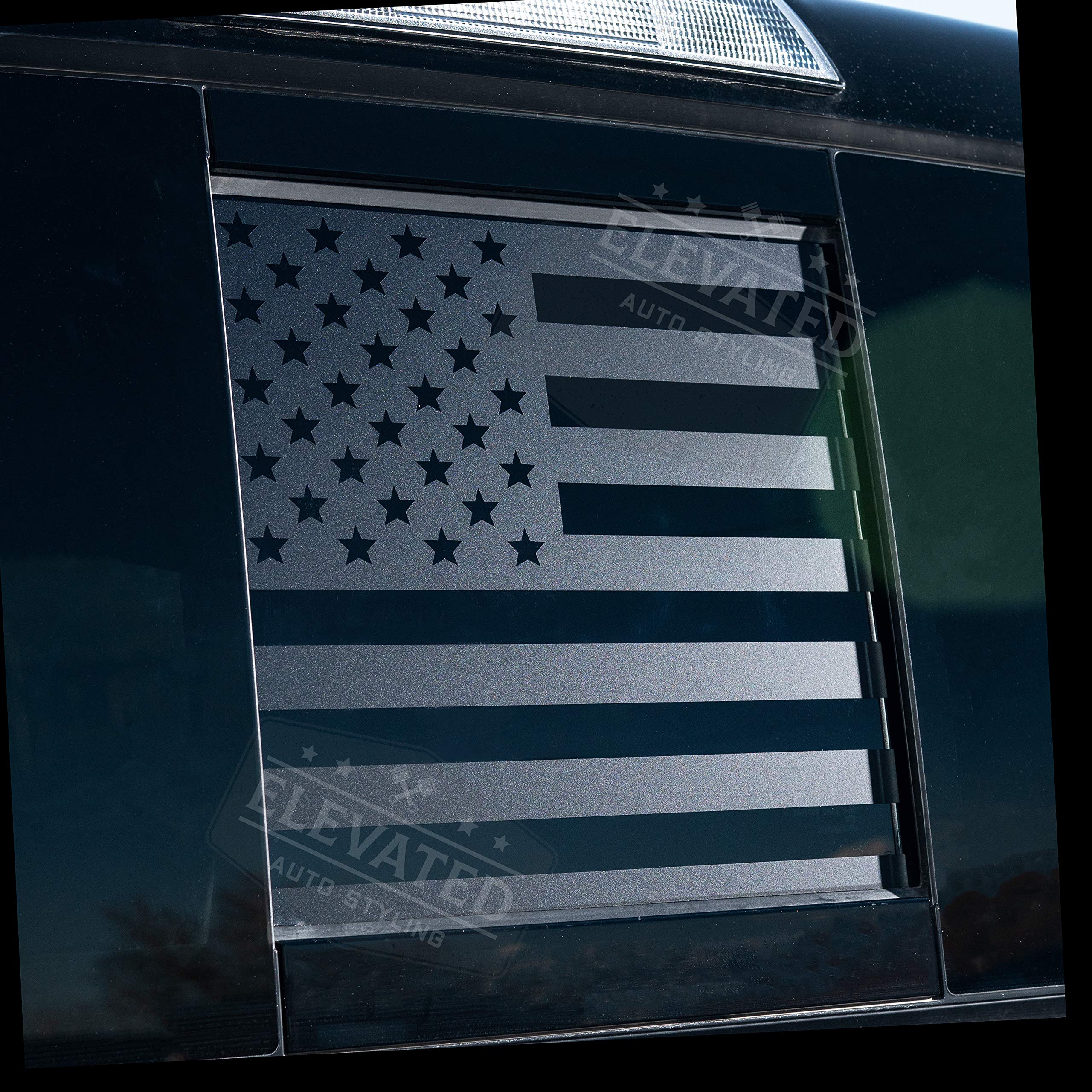 ELEVATED AUTO STYLING - Rear Middle Window American Flag Decal Fits Toyota Tacoma 2016-2022 (Black)