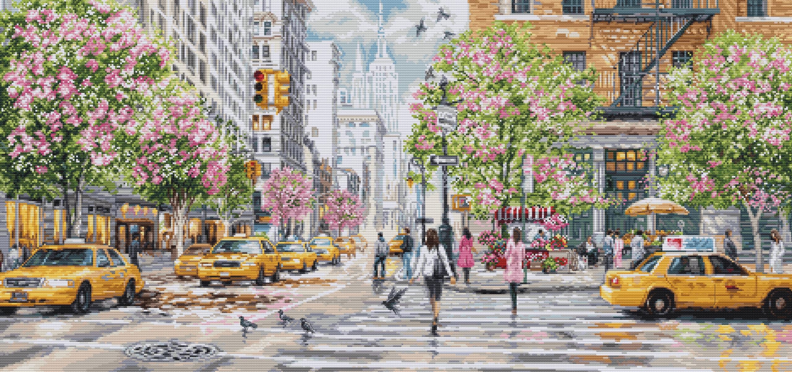 Luca-S Cross Stitch Kit Gold - New York, BU5049, Counted Cross Stitch Kit for Adults Needlecraft and Embroidery Kit