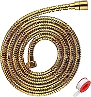 Vista 5 de Manguera de ducha de acero inoxidable, accesorio de manguera de cabezal de ducha extra larga, extensión sin torceduras con inserto de latón y tuerca