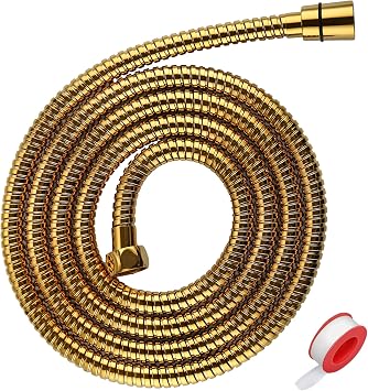 Extra Long Shower Hose - Stainless Steel Attachment for Handheld Head, All Metal Kink-Free Extension With Brass Insert and Nut 79", Gold