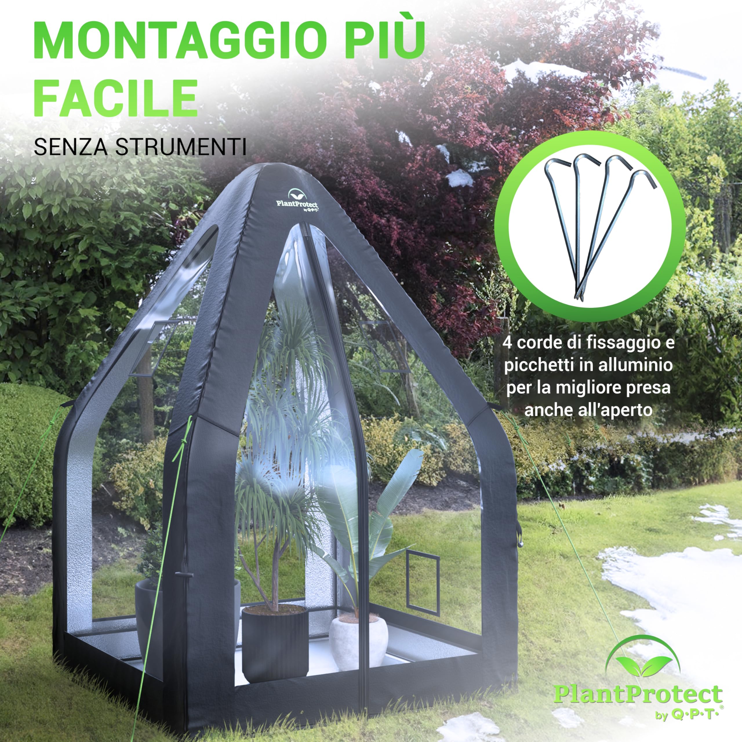Q.P.T. Serra invernale per piante in vaso - materiale in PVC resistente per la protezione dal gelo, dal vento e dalla pioggia, facile montaggio