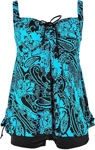 Miniatura 6 de Septangle - Trajes de baño para mujeres, tankini de dos piezas con estampado de cachemira, talla extragrande